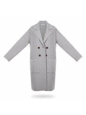 Pink Clover Women Gray Long Double Breasted Coat Size L